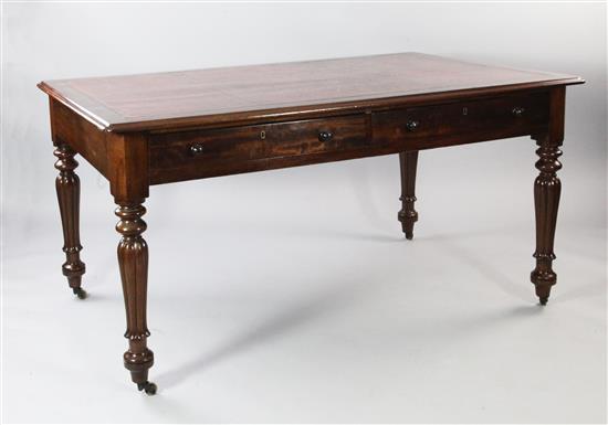 A Victorian mahogany writing table, W.5ft .5in.